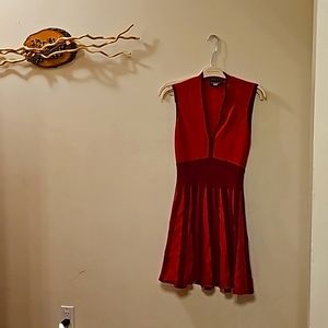 Emporio Armani Sleeveless Deep V Neck Knit Two Tone Burgundy Dress Size 42